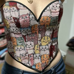 Gorgeous brand new Cat Tapestry Boned Corset top